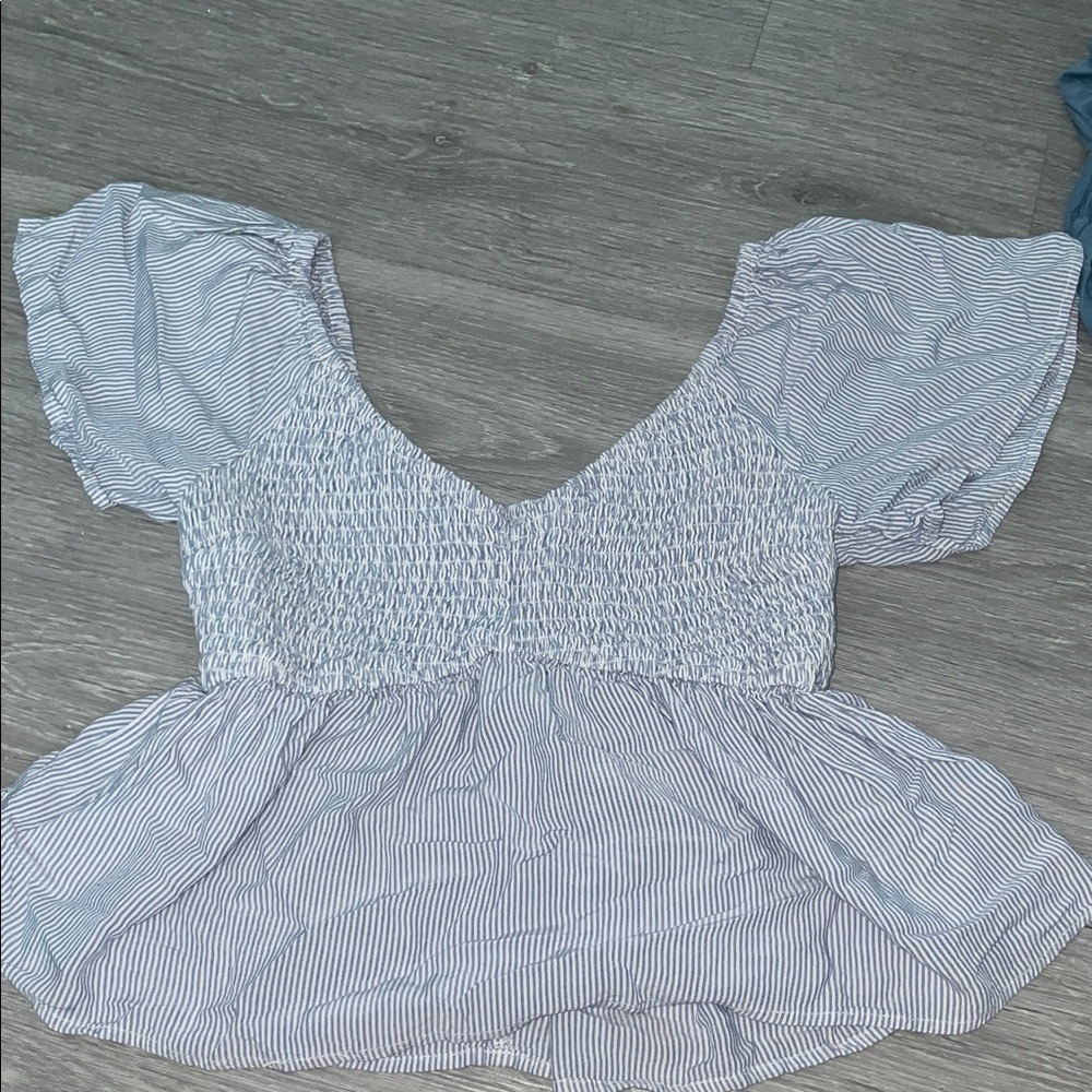Hollister Striped Puff Sleeve Blouse